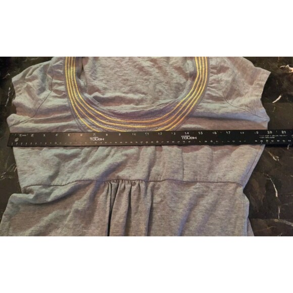 BODEN Womens Gray T-Shirt Dress Embroidered Yellow Empire Waist US 12 L Long - Picture 7 of 9